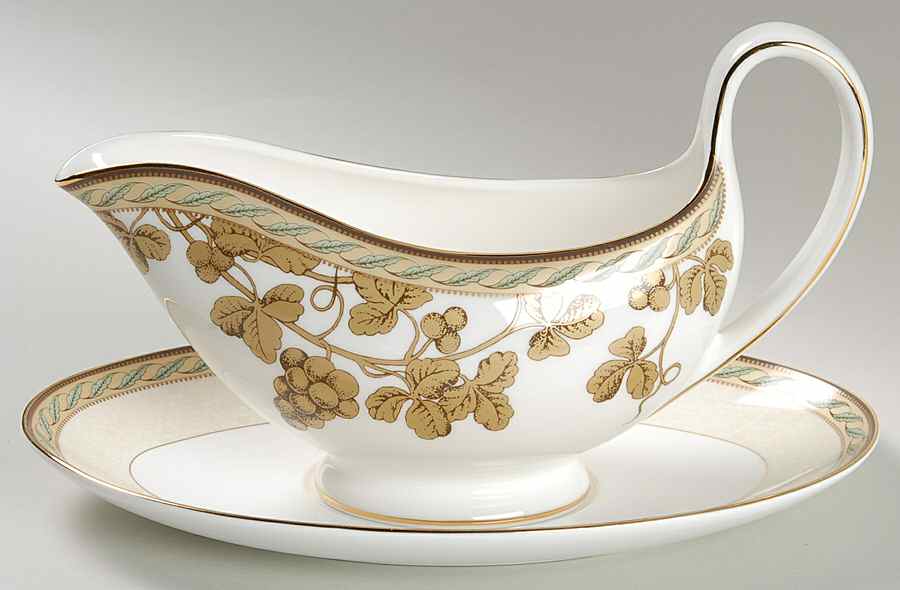 Golden Bird Gravy Boat & Underplate by Wedgwood-1