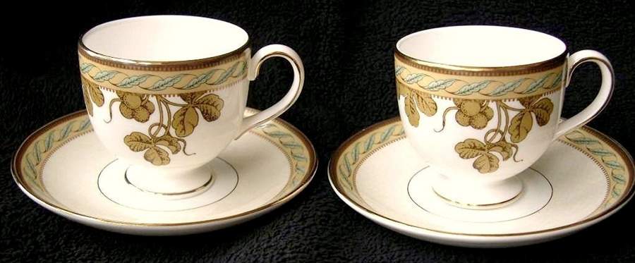 Golden Bird Leigh Shape Footed Cup & Saucer Set by Wedgwood-1