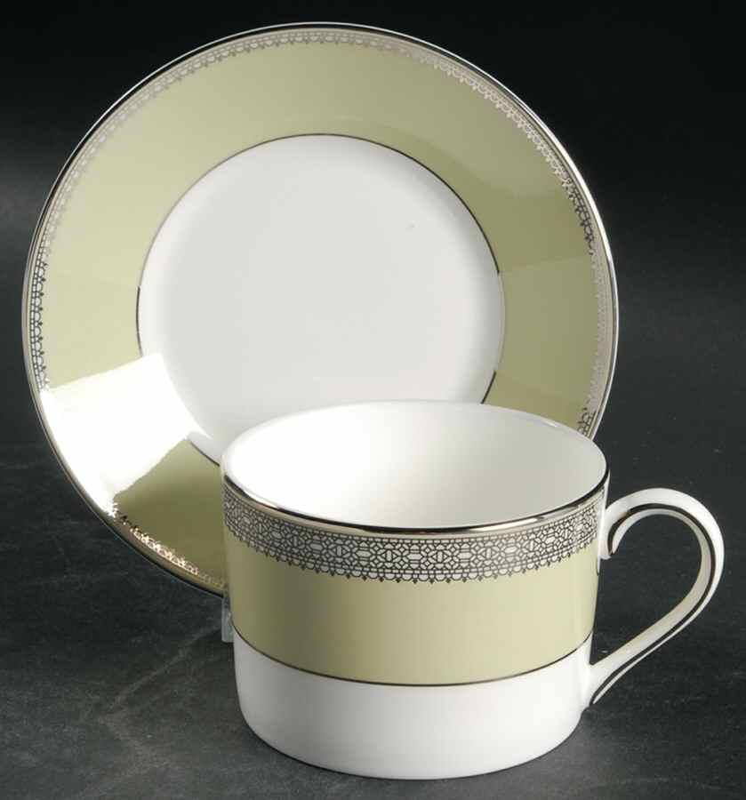 Vera Lace Bouquet Fern Flat Cup & Saucer Set by Wedgwood-1