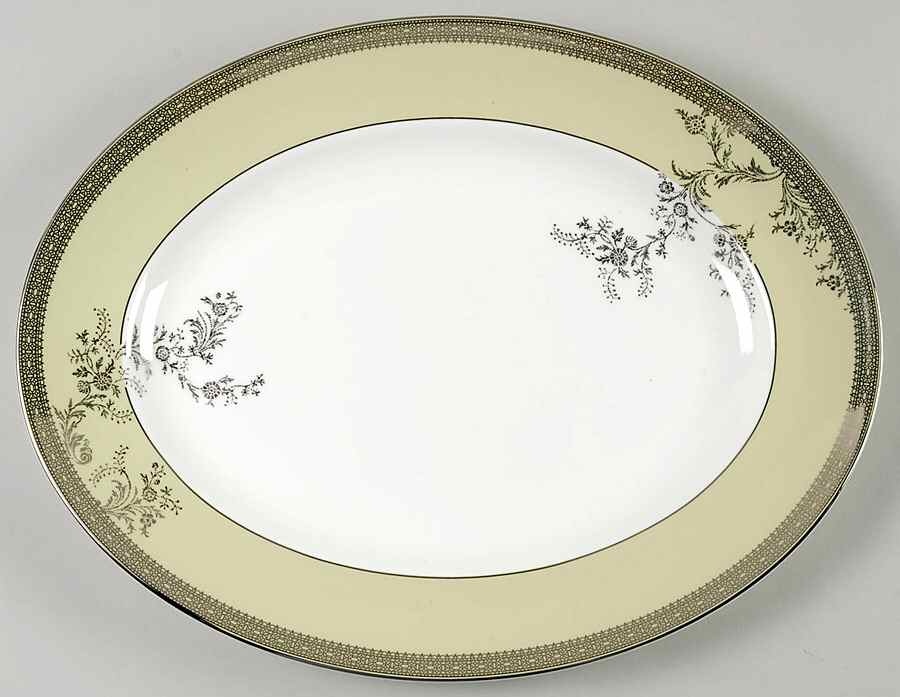 Vera Lace Bouquet Fern 14" Oval Serving Platter by Wedgwood-1