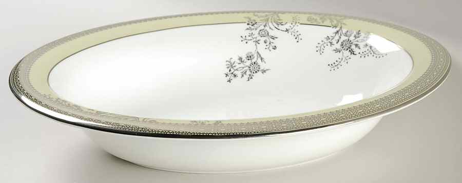 Vera Lace Bouquet Fern 9" Oval Vegetable Bowl by Wedgwood-1