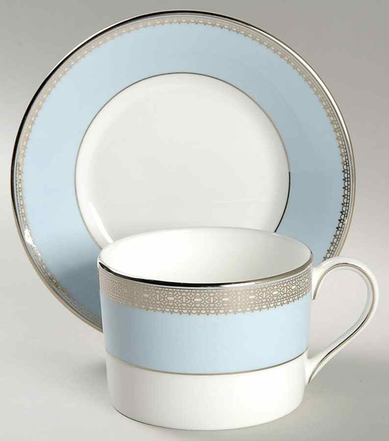 Vera Lace Bouquet Iris Flat Cup & Saucer Set by Wedgwood-1