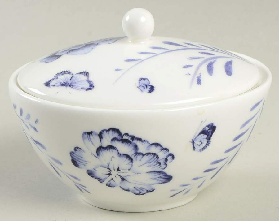 Blue Butterfly Sugar Bowl & Lid by Wedgwood-1