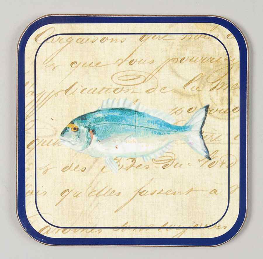 La Mer Fish Square Corkback Coaster by Williams-Sonoma-1