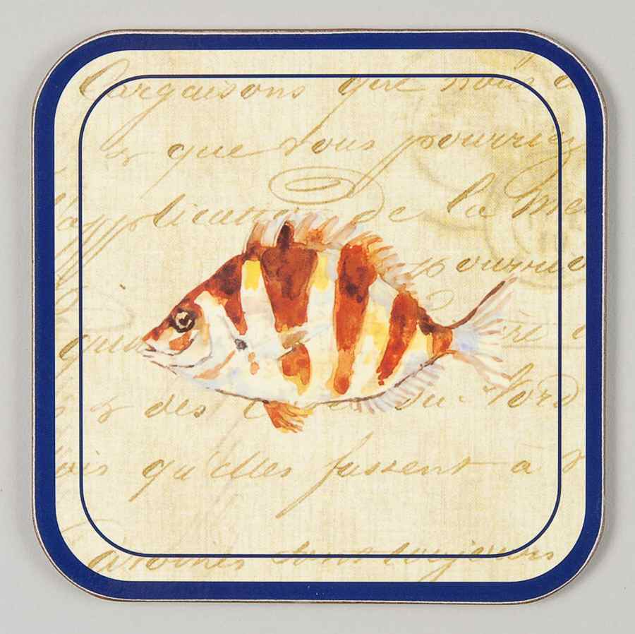 La Mer Fish Square Corkback Coaster by Williams-Sonoma-1