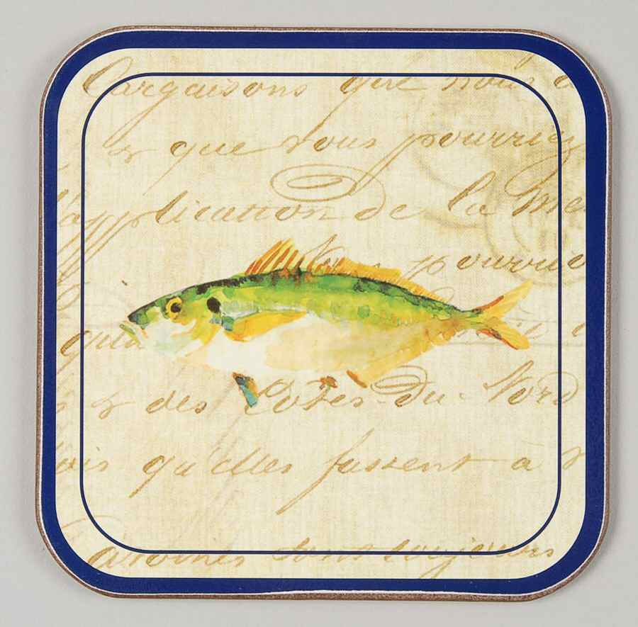 La Mer Fish Square Corkback Coaster by Williams-Sonoma-1