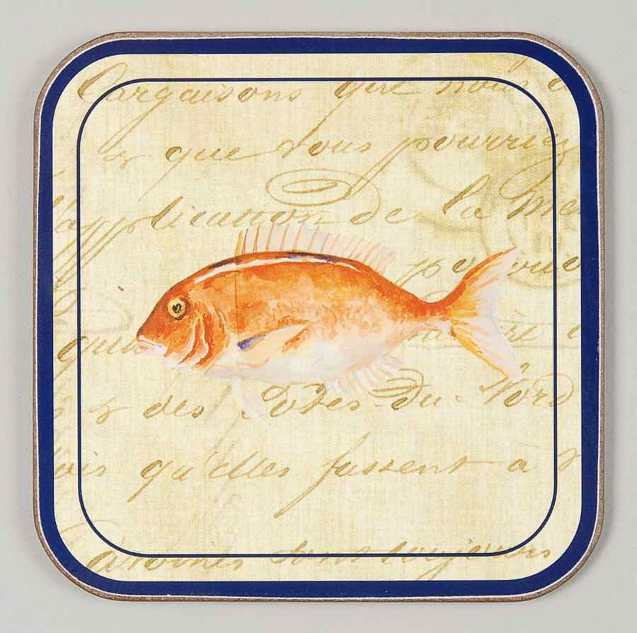 La Mer Fish Square Corkback Coaster by Williams-Sonoma-1