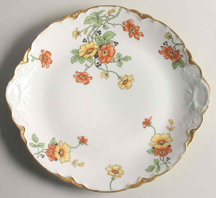 B2036-1 (Gold Daubs and Trim) Handled Cake Plate by Warwick-1
