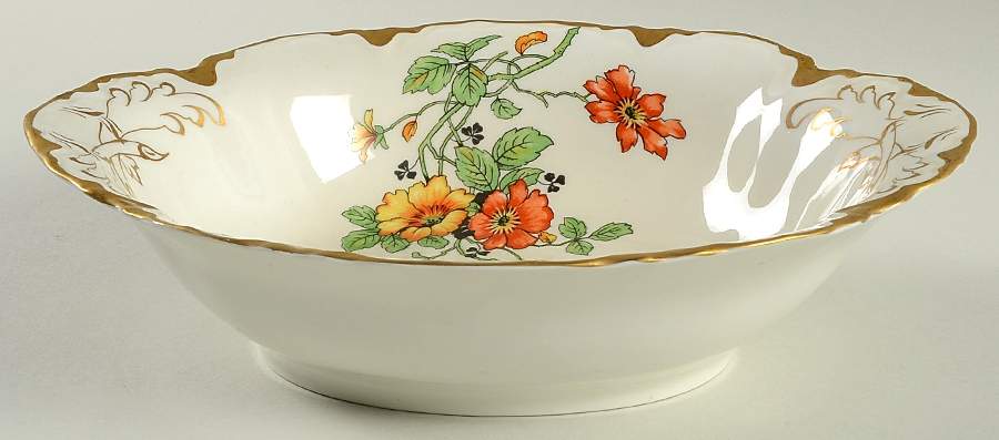 B2036-1 (Gold Daubs and Trim) 9" Oval Vegetable Bowl by Warwick-1