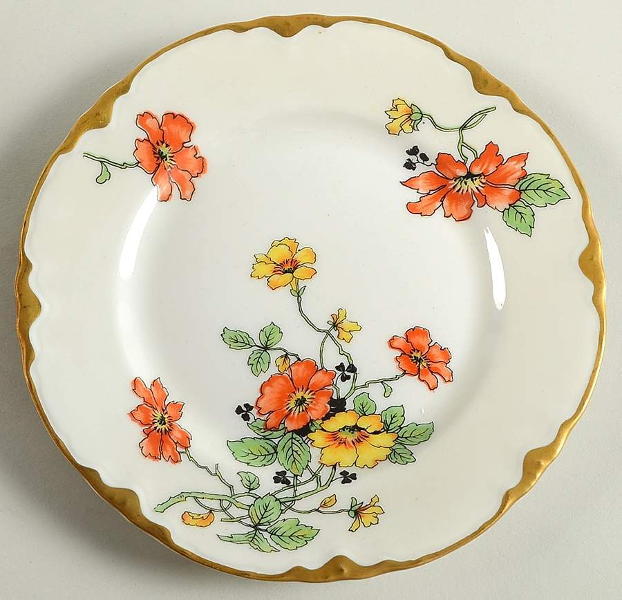 B2036-1 (Gold Daubs and Trim) Bread & Butter Plate by Warwick-1