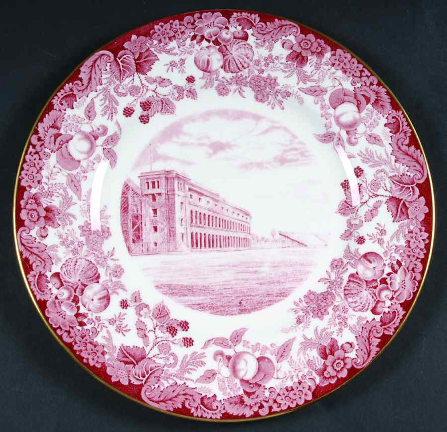 Harvard University Pink (Gold Trim, Bone) Dinner Plate by Wedgwood-1