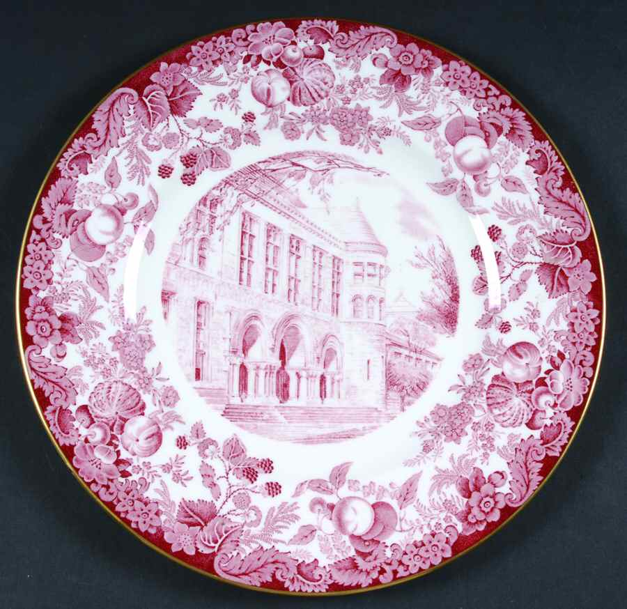 Harvard University Pink (Gold Trim, Bone) Dinner Plate by Wedgwood-1