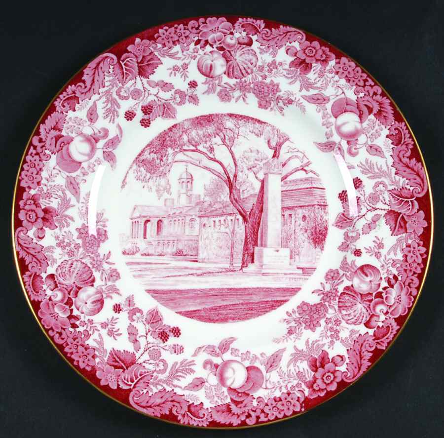 Harvard University Pink (Gold Trim, Bone) Dinner Plate by Wedgwood-1