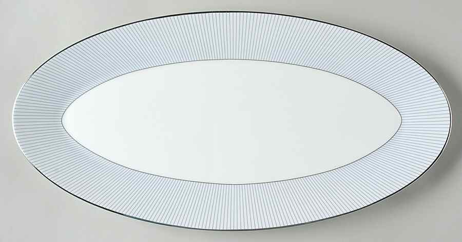 Jasper Conran Blue Pinstripe 16" Oval Serving Platter by Wedgwood-1