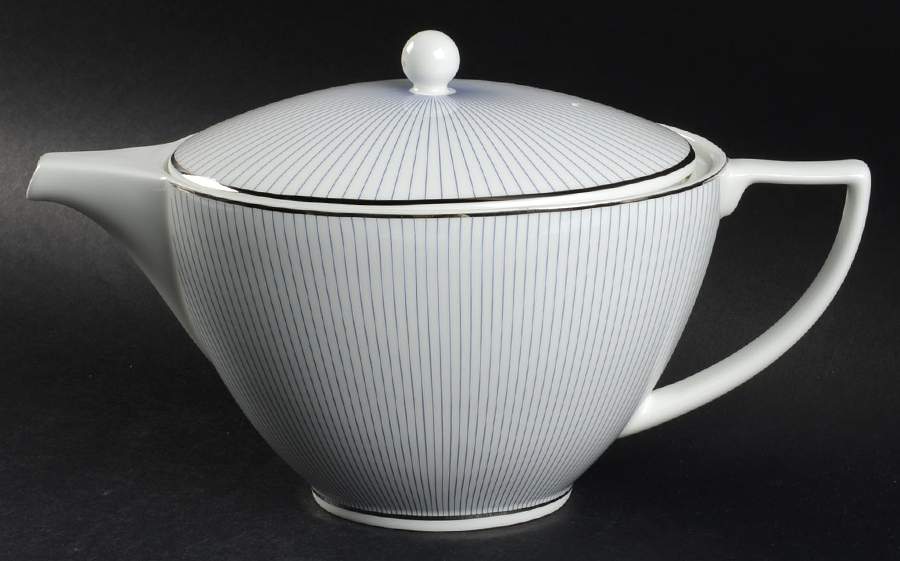 Jasper Conran Blue Pinstripe Teapot & Lid by Wedgwood-1