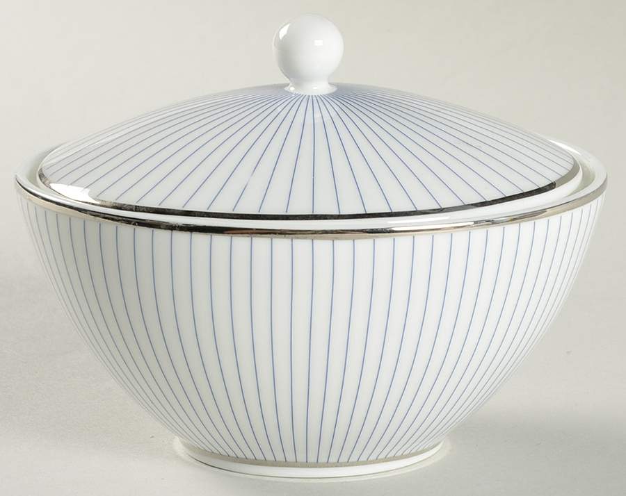 Jasper Conran Blue Pinstripe Sugar Bowl & Lid by Wedgwood-1