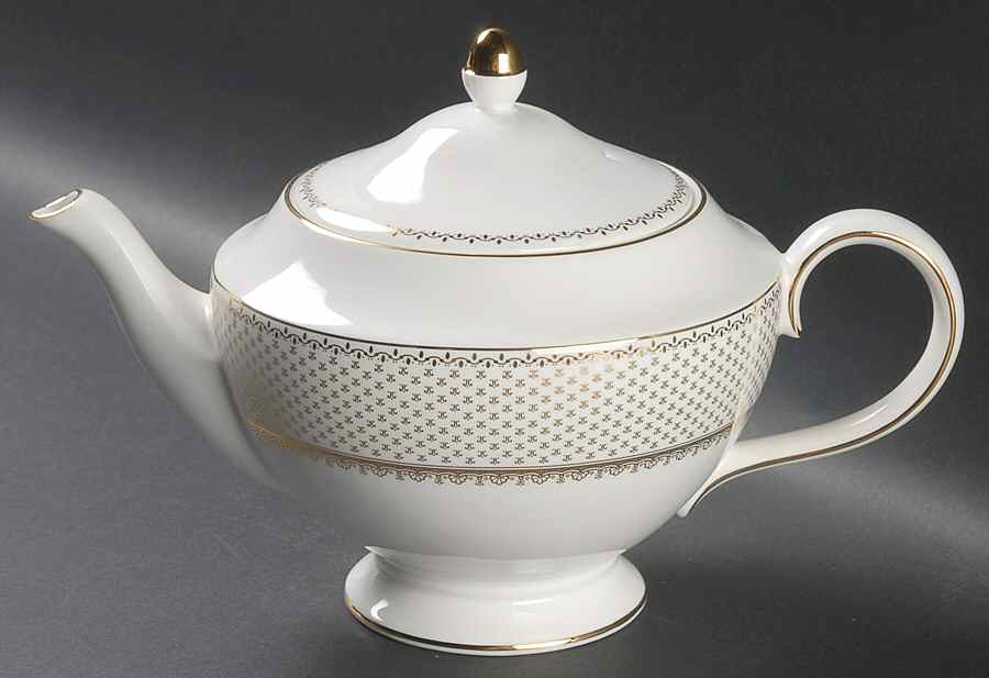 French Knot (Gold Trim) Tea/Coffee Pot & Lid by Wedgwood-1