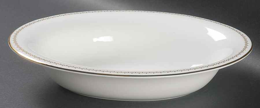French Knot (Gold Trim) 9" Oval Vegetable Bowl by Wedgwood-1