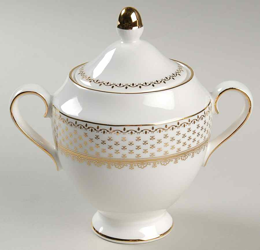 French Knot (Gold Trim) Sugar Bowl & Lid by Wedgwood-1