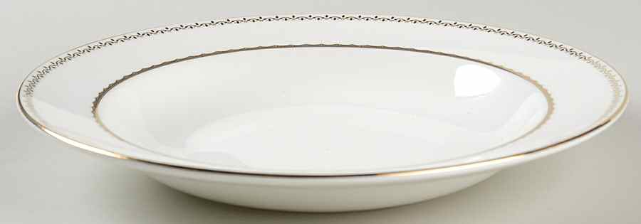 French Knot (Gold Trim) Large Rim Soup Bowl by Wedgwood-1