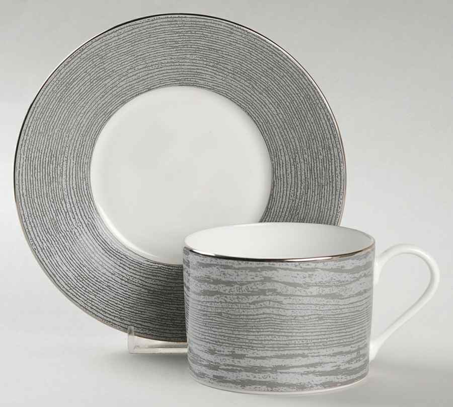 Wood Grain Flat Cup & Saucer Set by Waterford China-1