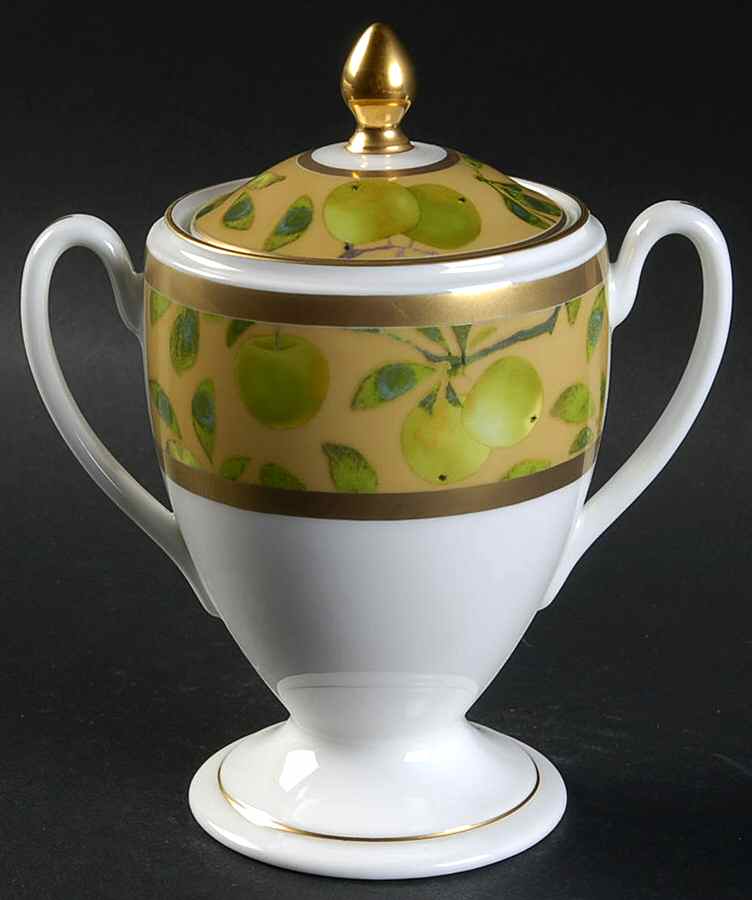 Golden Apple Sugar Bowl & Lid by Waterford China-1