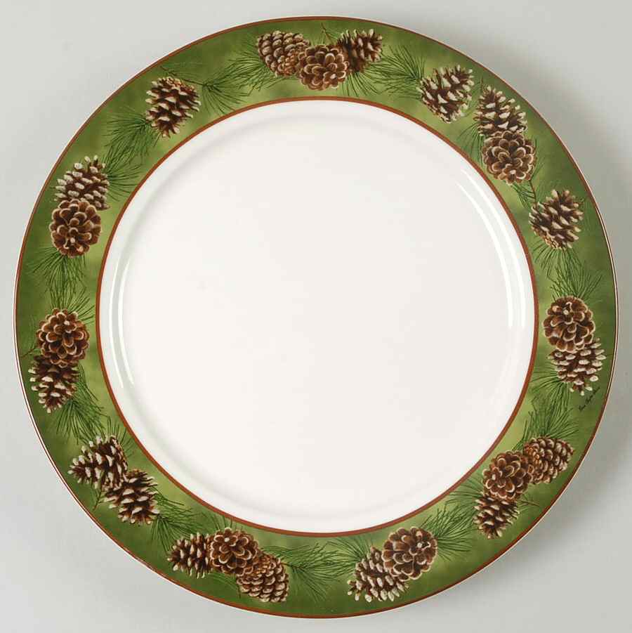 Pinecone Rim Dinner Plate by Wild Wings-1
