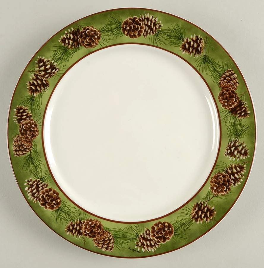 Pinecone Rim Dinner Plate by Wild Wings-1