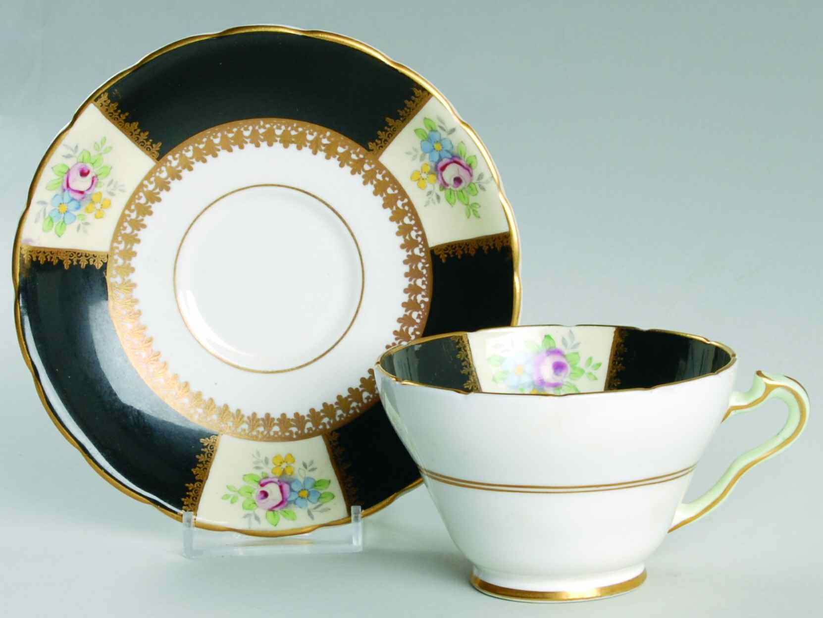 9044 Footed Cup & Saucer Set by Wellington (England)-1