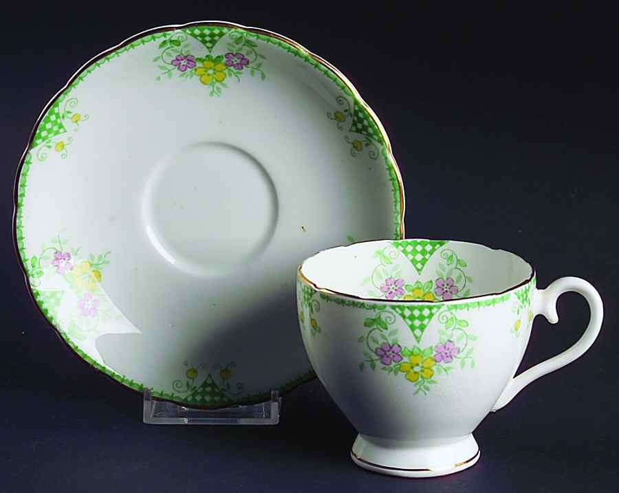 2208 Footed Cup & Saucer Set by Wellington (England)-1