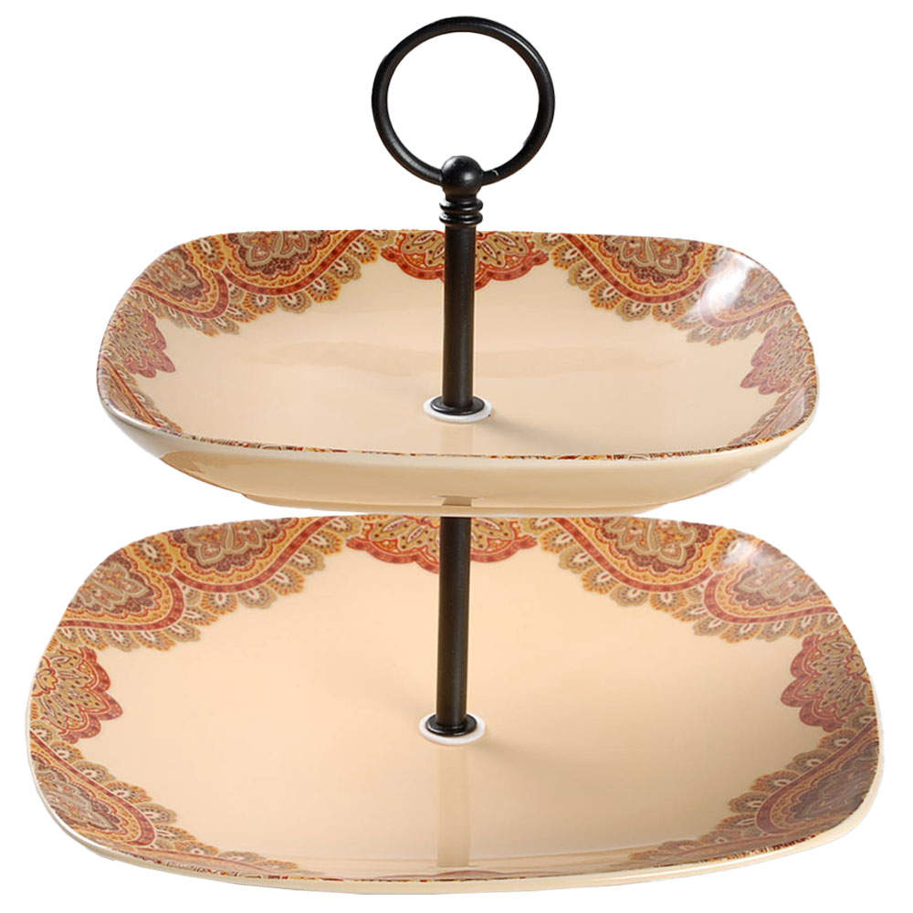 Spice Road 2 Tiered Serving Tray (Dinner & Salad Plate) by Westbury Court-1