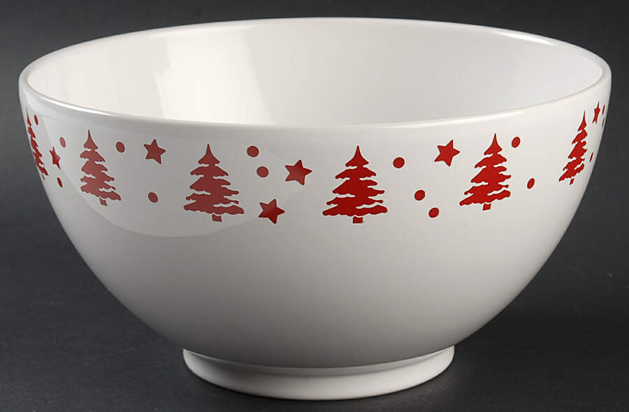 Tannenbaum White (Red Tree) 9" Round Vegetable Bowl by Waechtersbach-1