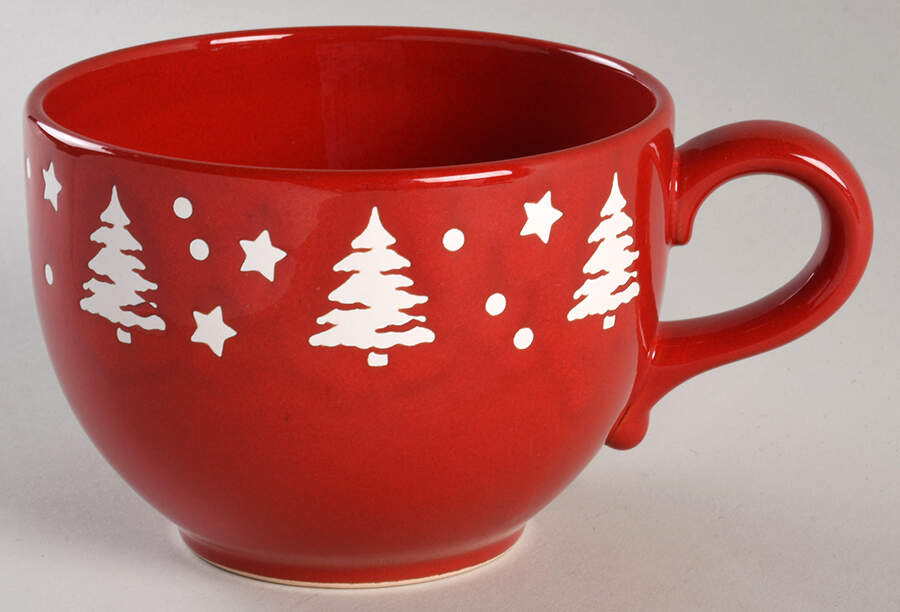 Tannenbaum Red (White Tree) Soup Mug by Waechtersbach-1