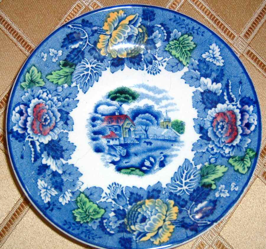 English Scenery Blue Multicolor Saucer by Wood & Sons-1