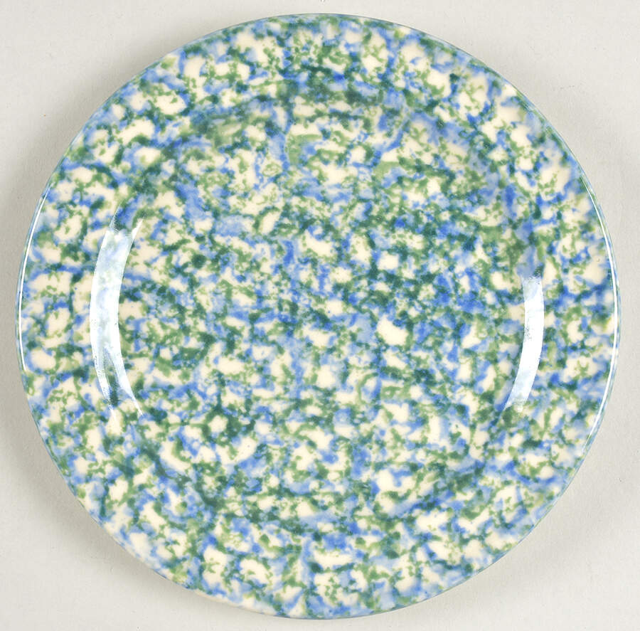 Blue Green Spongeware Salad Plate by Workshop Gerald Henn-1