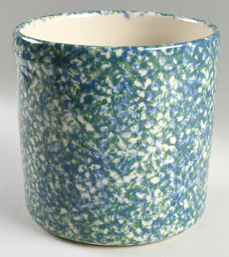 Blue Green Spongeware Extra Large Canister No Wood Lid by Workshop Gerald Henn-1