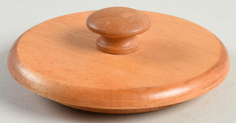 Blue Green Spongeware Wood Lid for Medium Canister by Workshop Gerald Henn-1