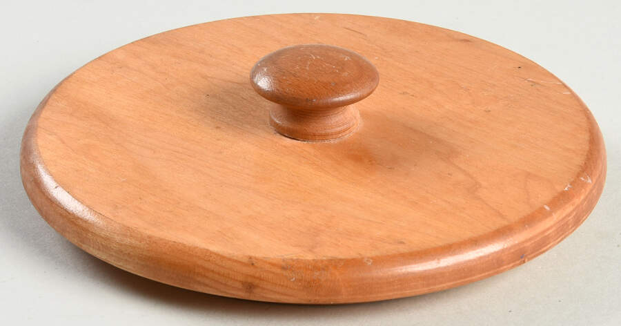 Blue Green Spongeware Wood Lid for Large Canister by Workshop Gerald Henn-1