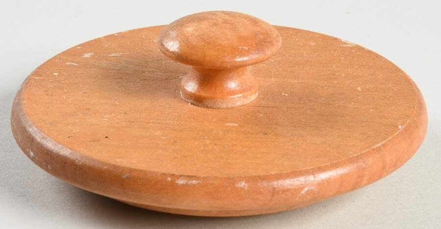 Blue Green Spongeware Wood Lid for Small Canister by Workshop Gerald Henn-1