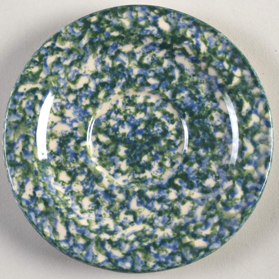 Blue Green Spongeware Saucer by Workshop Gerald Henn-1