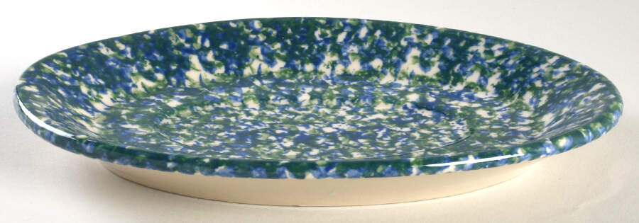Blue Green Spongeware Underplate for Gravy Boat by Workshop Gerald Henn-1