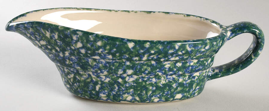 Blue Green Spongeware Gravy Boat by Workshop Gerald Henn-1