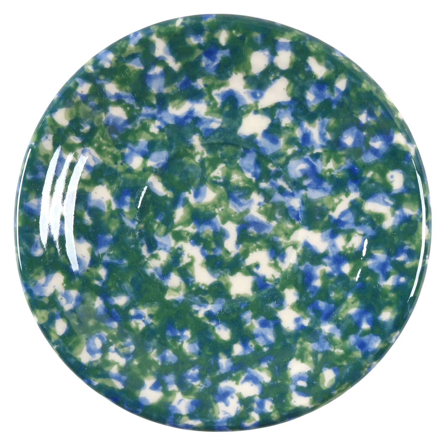 Blue Green Spongeware Saucer for Child's Cup by Workshop Gerald Henn-1