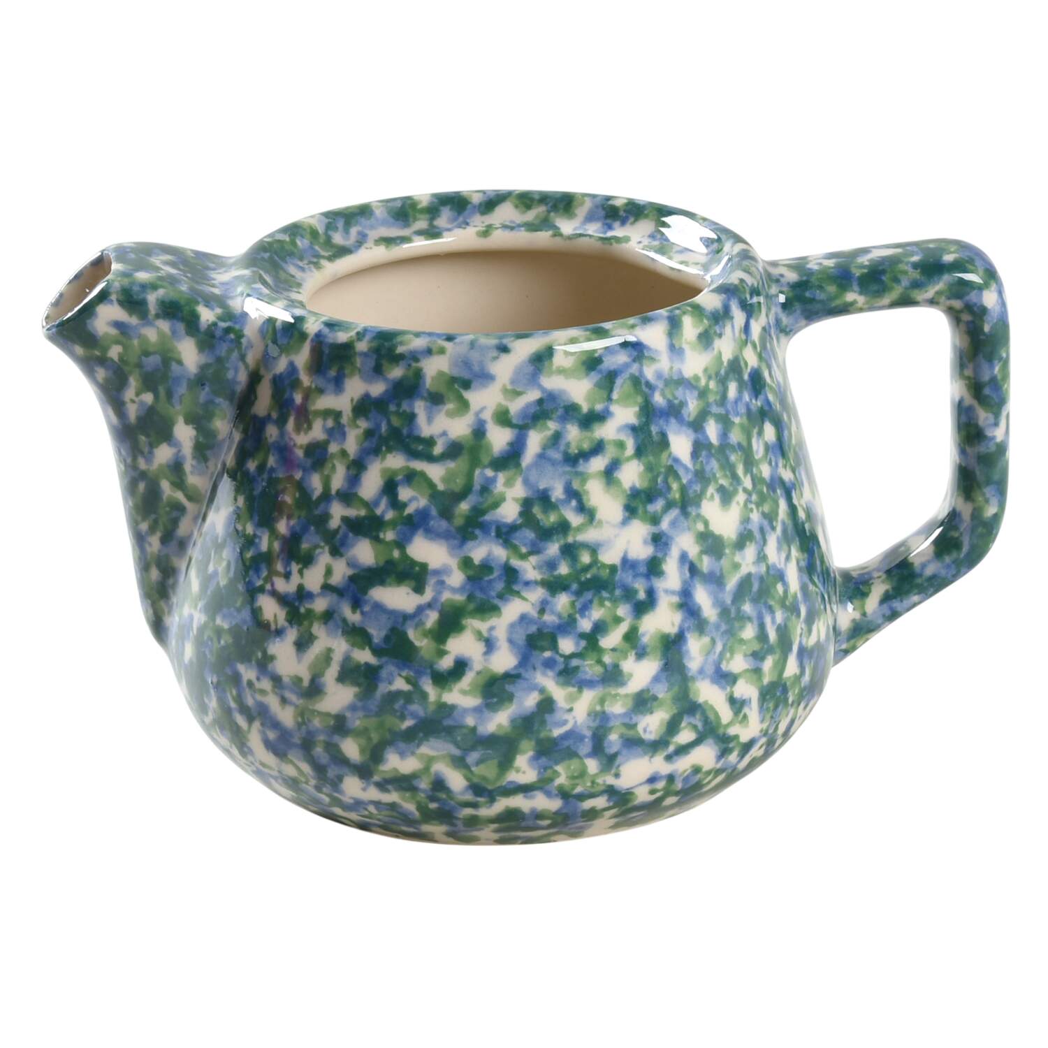 Blue Green Spongeware Child's Teapot No Lid by Workshop Gerald Henn-1