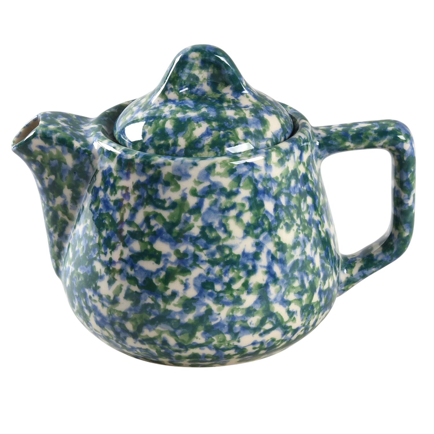 Blue Green Spongeware Child's Teapot & Lid by Workshop Gerald Henn-1