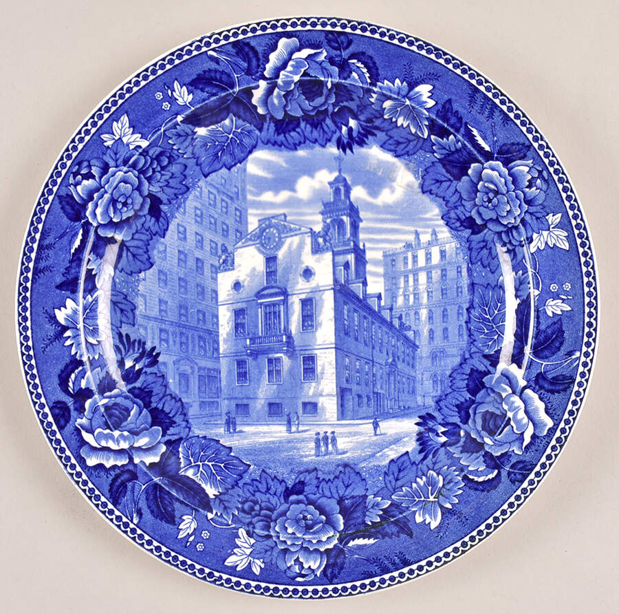 Boston Scenes Blue (No Trim) Luncheon Plate by Wedgwood-1