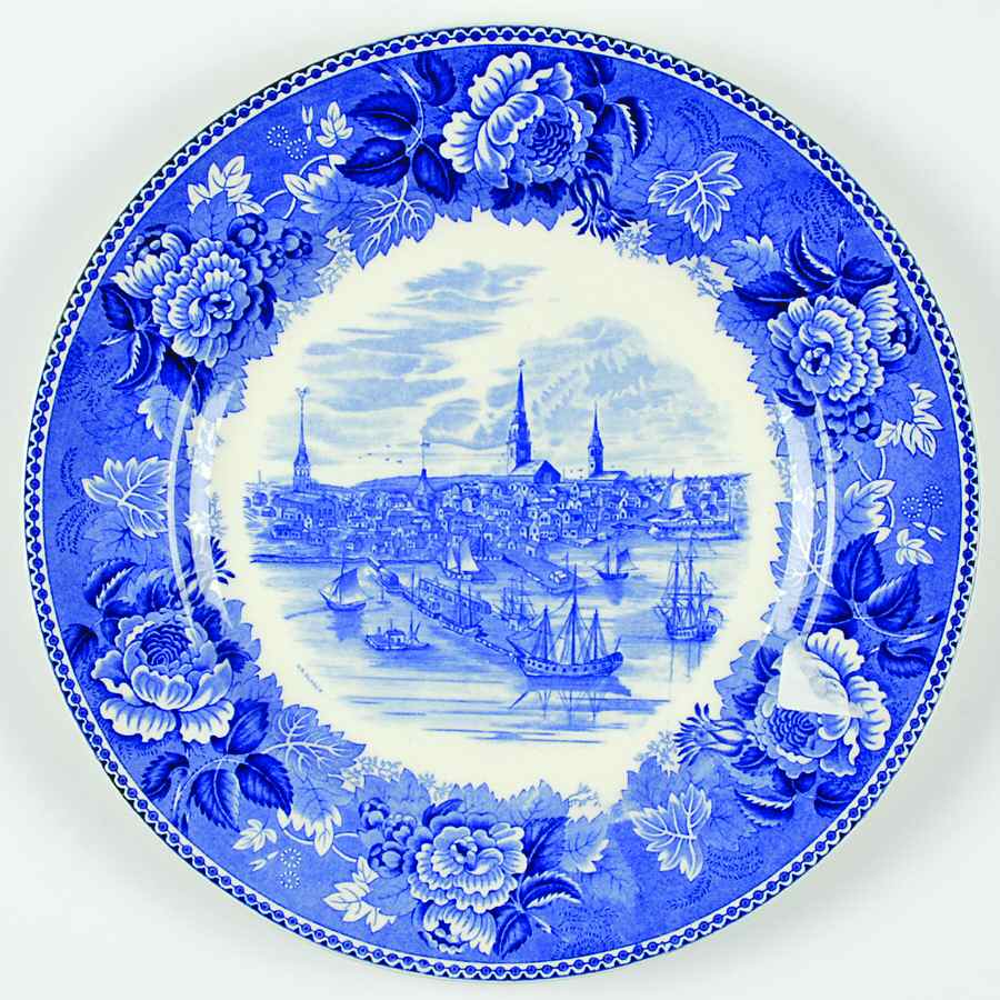 Boston Scenes Blue (No Trim) Dinner Plate by Wedgwood-1