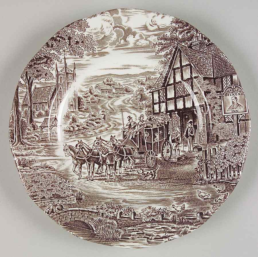 Dickens Coaching Days Brown Salad Plate by Wedgwood-1