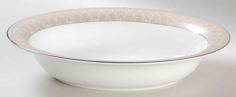 Ballet Icing Mocha 9" Oval Vegetable Bowl by Waterford China-1