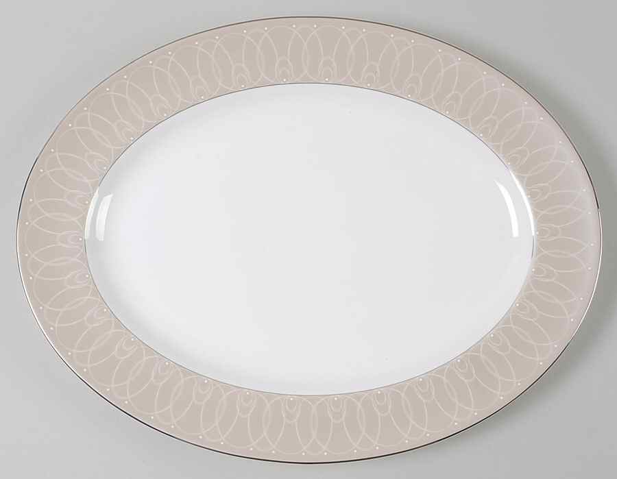 Ballet Icing Mocha 15" Oval Serving Platter by Waterford China-1